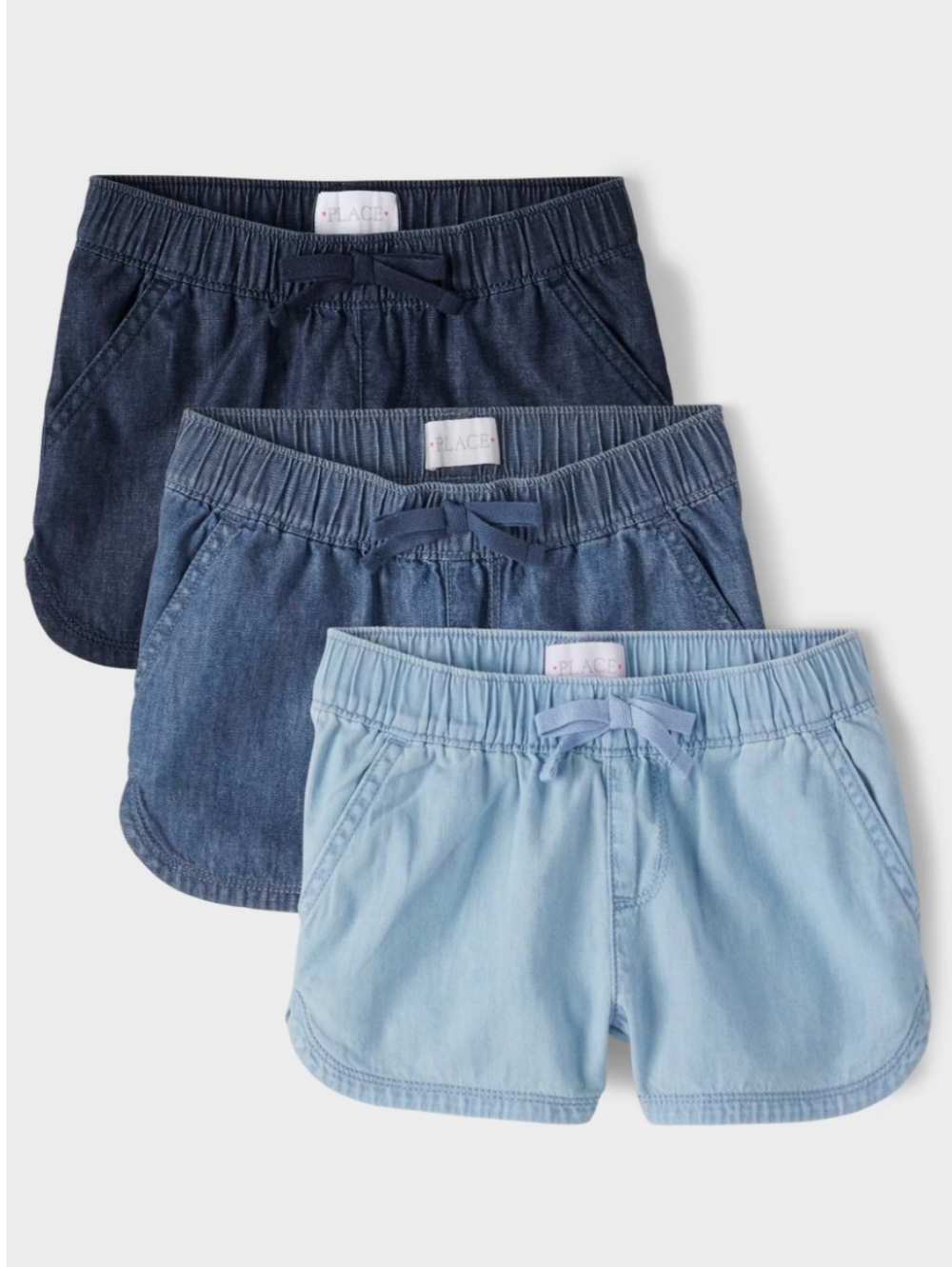 Childrens Place Girls Jean Chambray Pull On Shorts Set Of 3 Size 8
